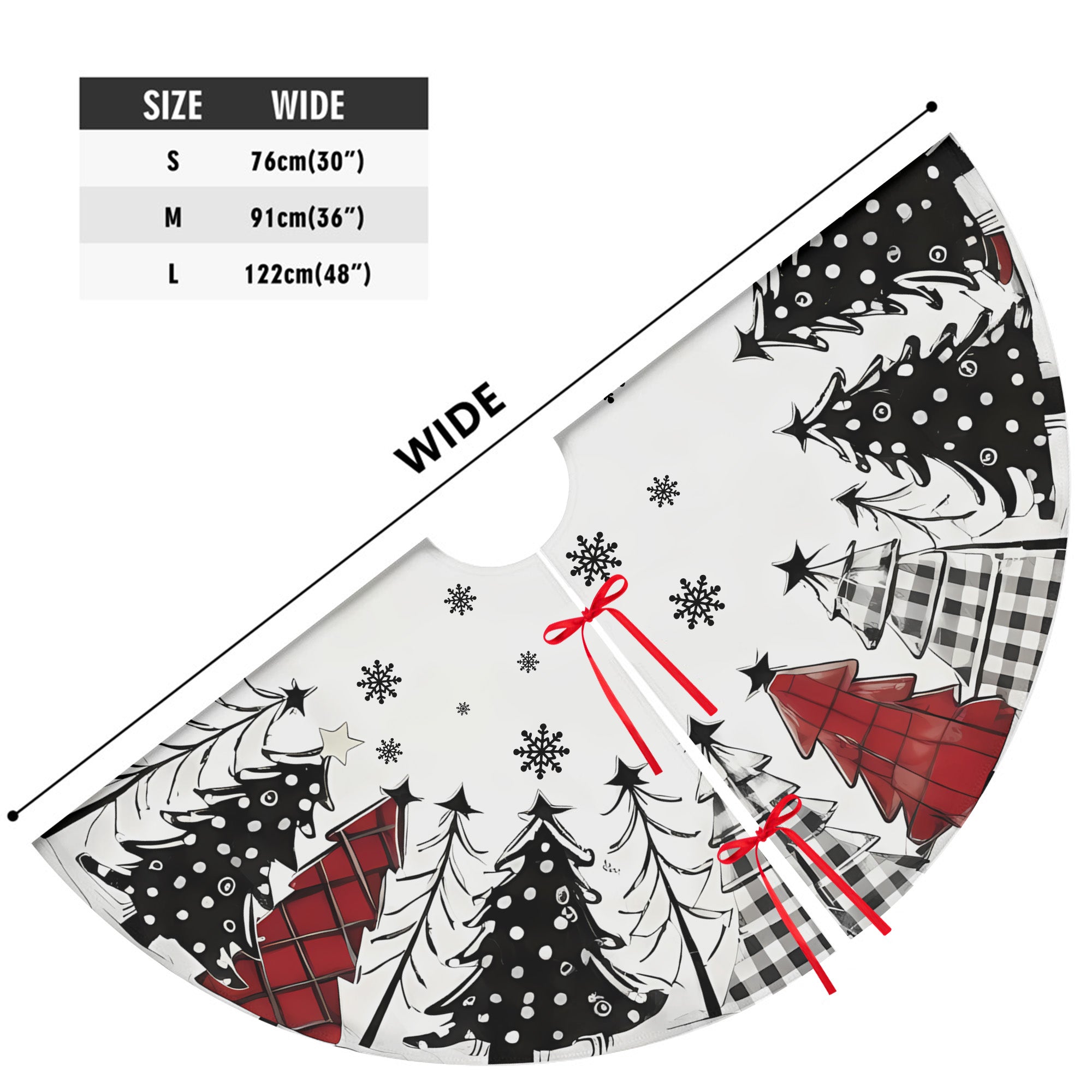 Red Black White Christmas Tree with Snowflakes Home Decor  Personalized Christmas Tree Skirt