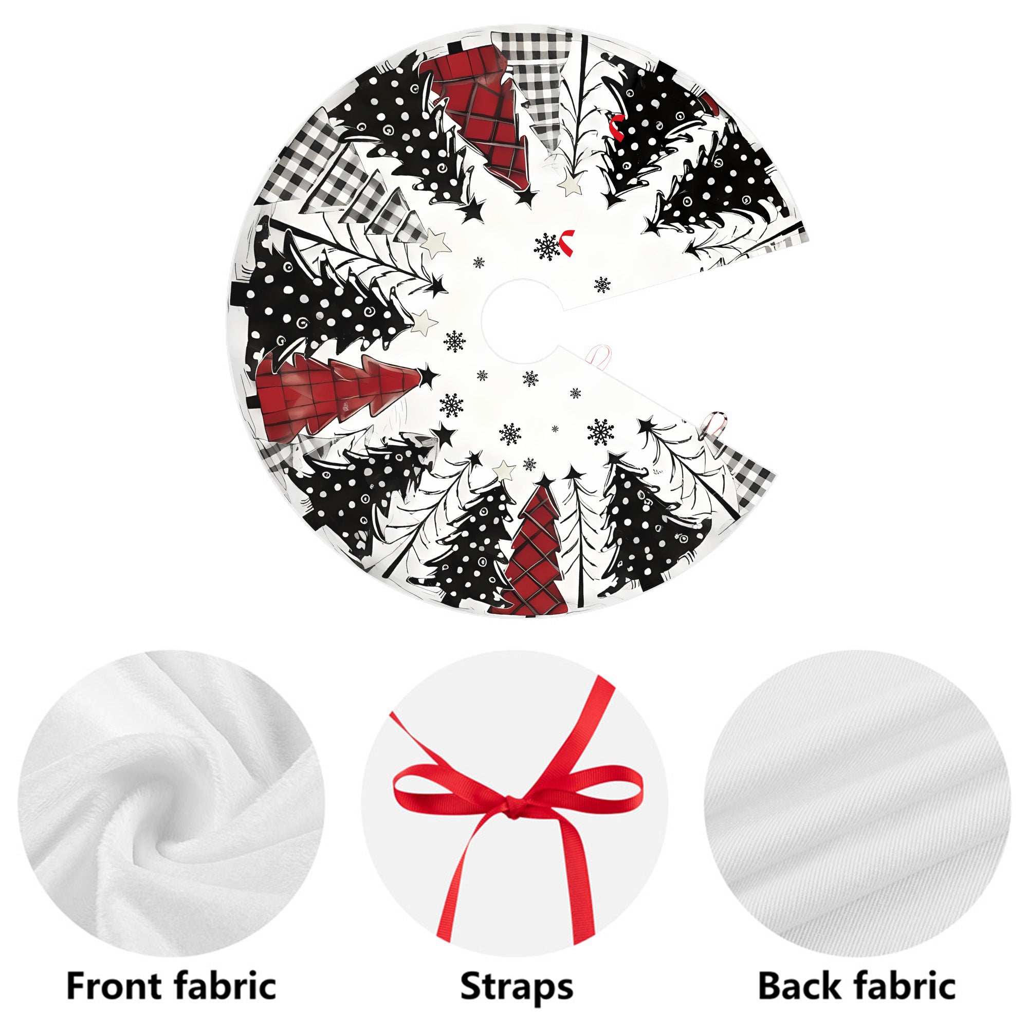 Red Black White Christmas Tree with Snowflakes Home Decor  Personalized Christmas Tree Skirt