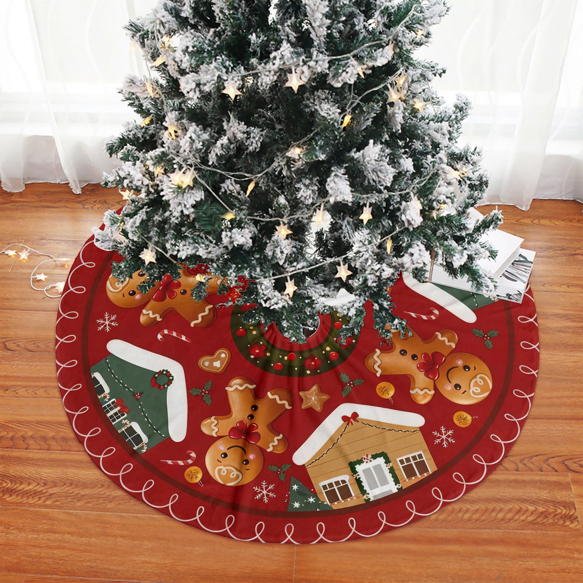 Christmas Gingerbread Houses Candy Holiday Home Party Decor Christmas Tree Skirt