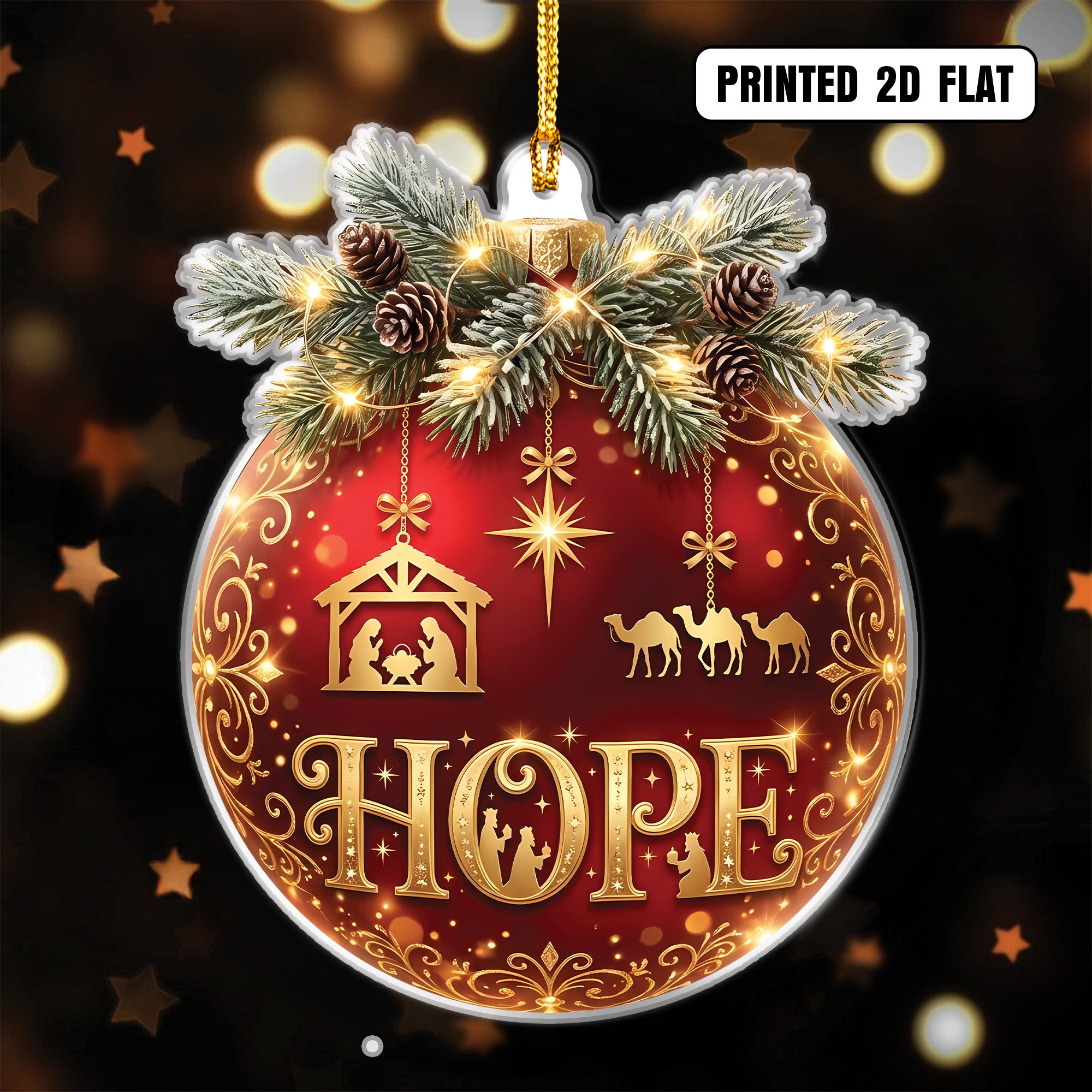 Festive Hope Ornament for Christmas Cheer Custom Shape Acrylic Ornament