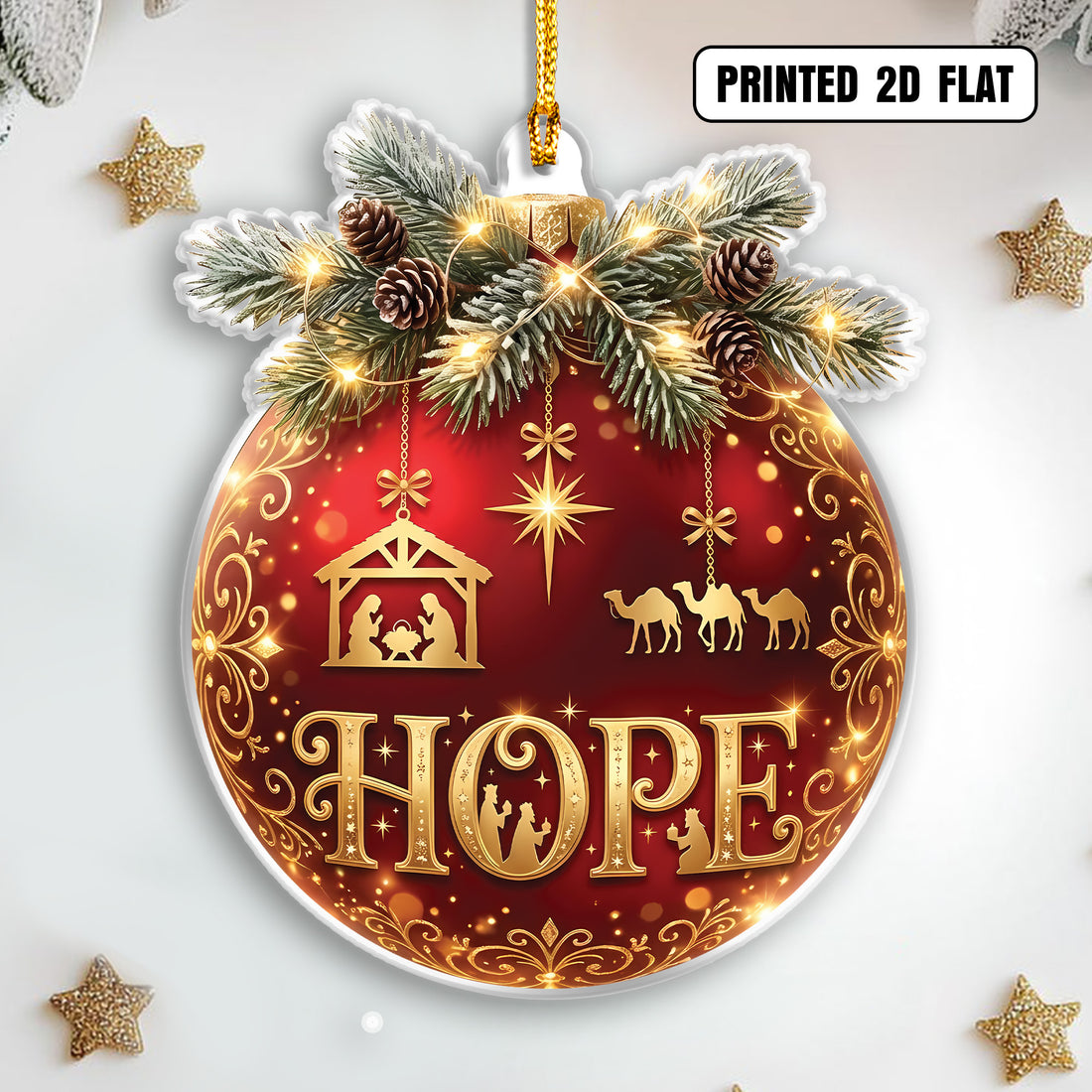 Festive Hope Ornament for Christmas Cheer Custom Shape Acrylic Ornament