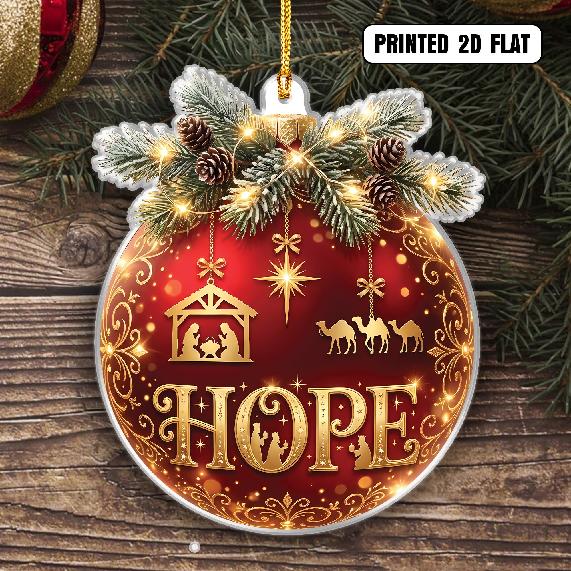 Festive Hope Ornament for Christmas Cheer Custom Shape Acrylic Ornament
