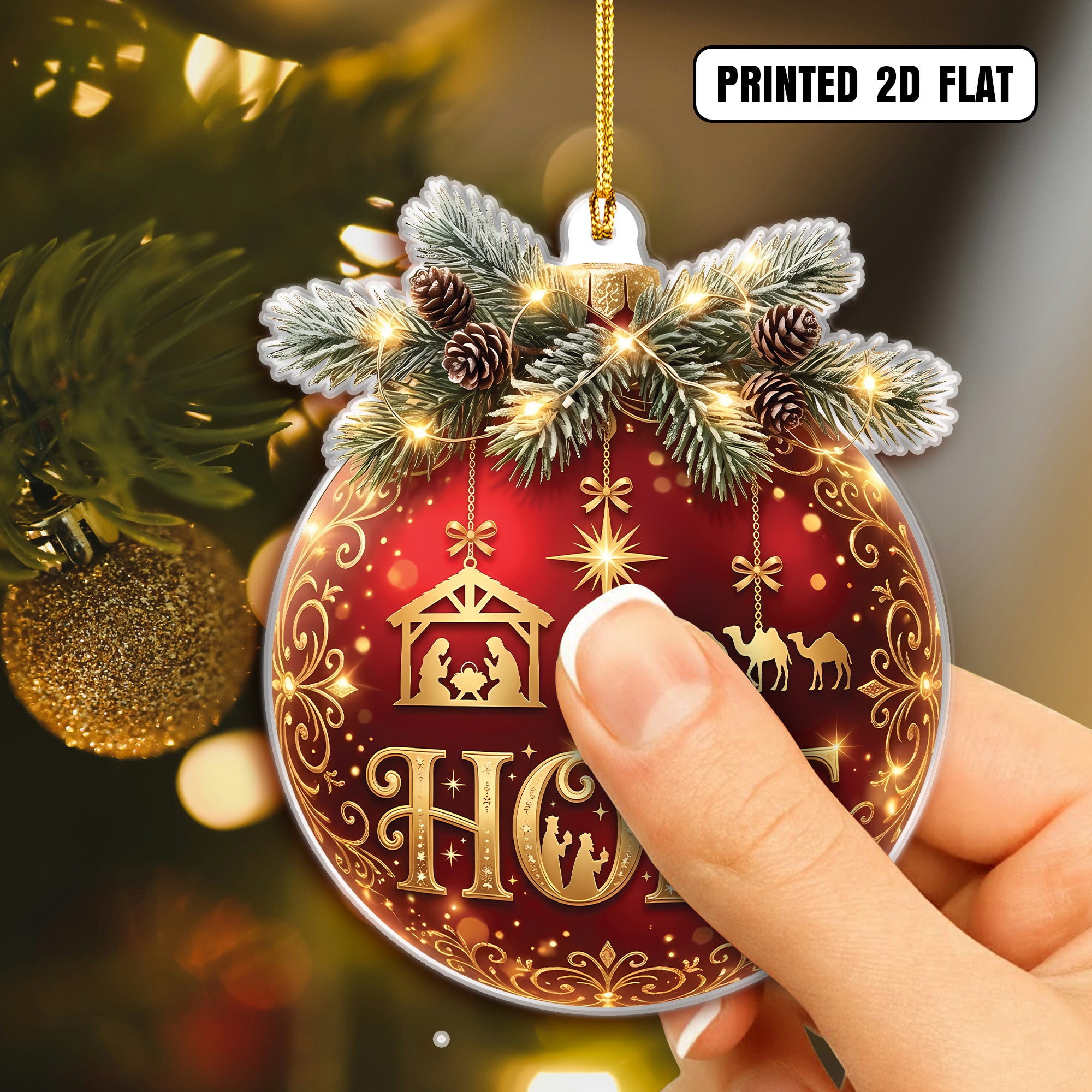 Festive Hope Ornament for Christmas Cheer Custom Shape Acrylic Ornament