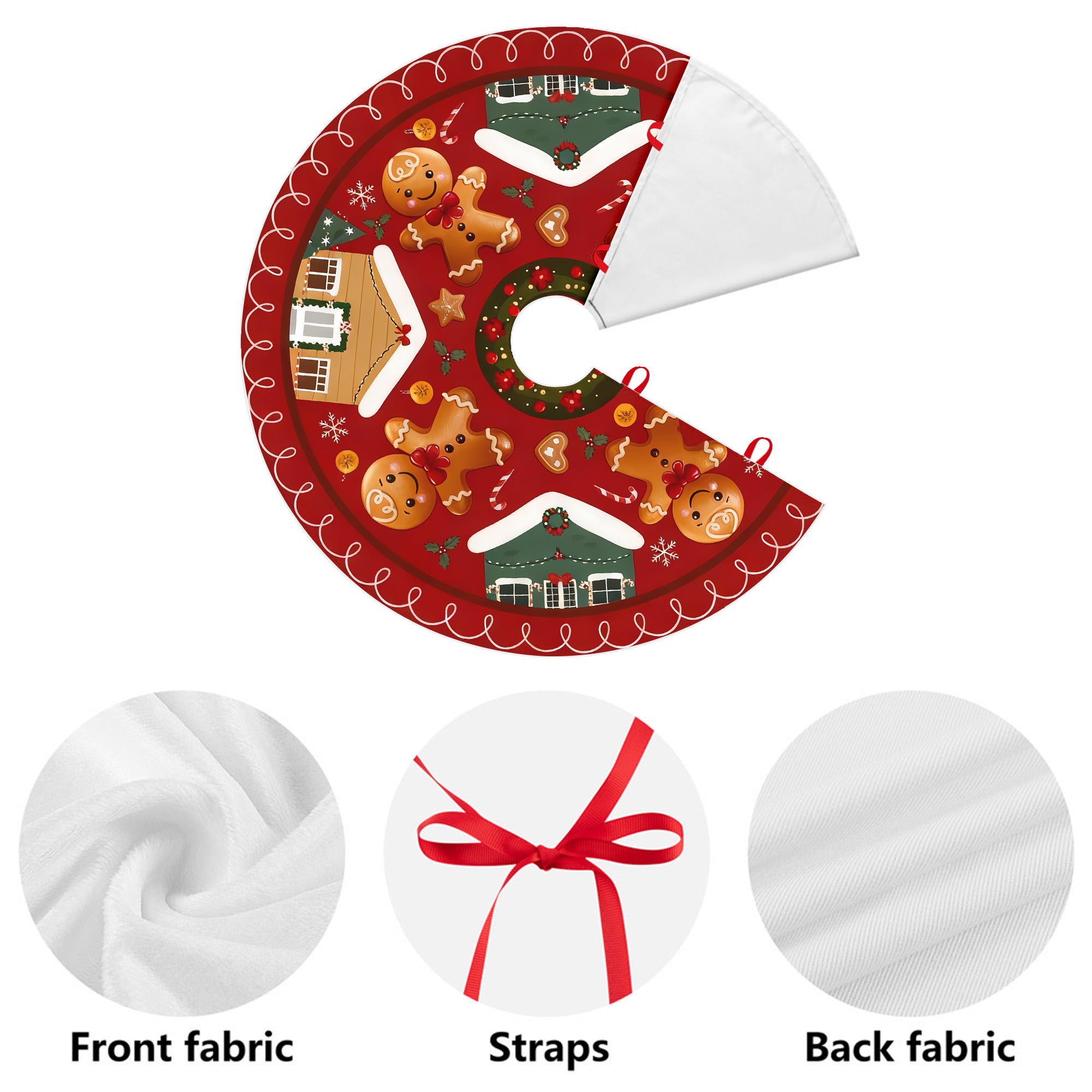 Christmas Gingerbread Houses Candy Holiday Home Party Decor Christmas Tree Skirt